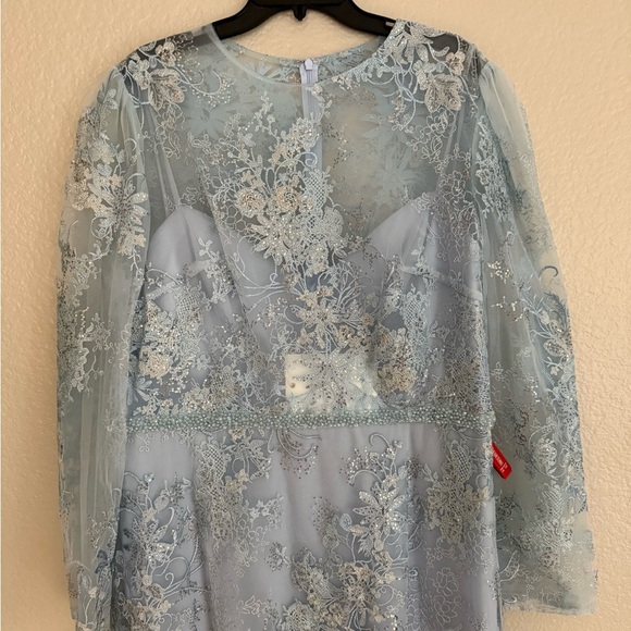 MAC DUGGAL
Blue Embellished Illusion Long Sleeve Midi Dress 68020 - Picture 11 of 11